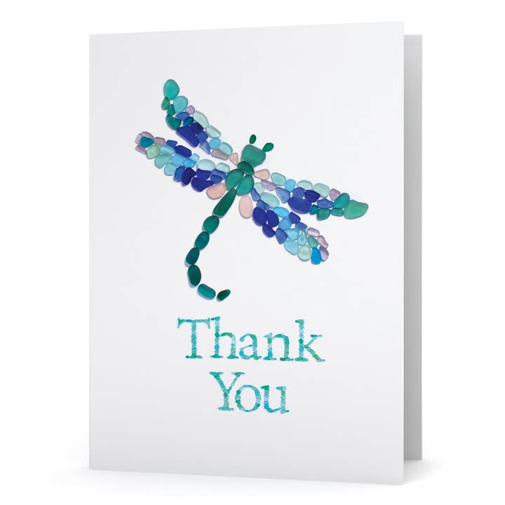 Carte de remerciement libellule en verre de mer pour la vente par Beachcombing / Etched by the Sea