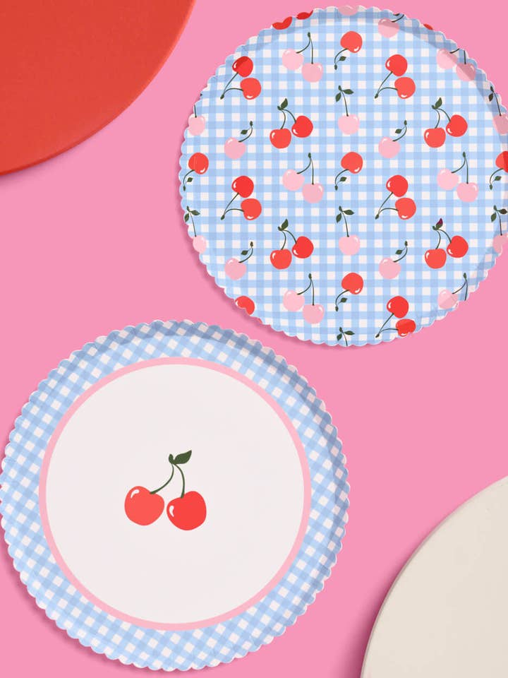 Cherry Plates - 24 paper platesCherry Cups - 24 paper cups for wholesale by Petit Fetti