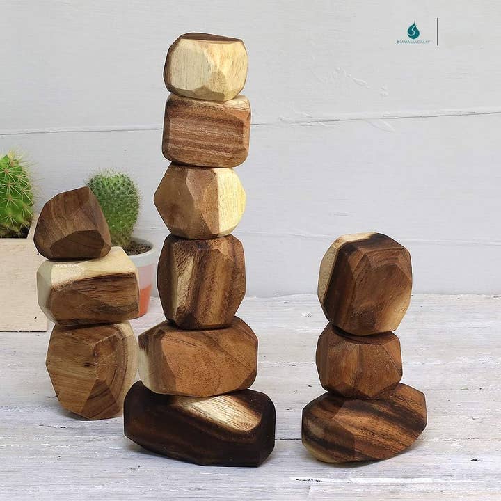 Houten evenwichtsblokken: handgemaakt meditatief educatief voor wholesale door SiamMandalay