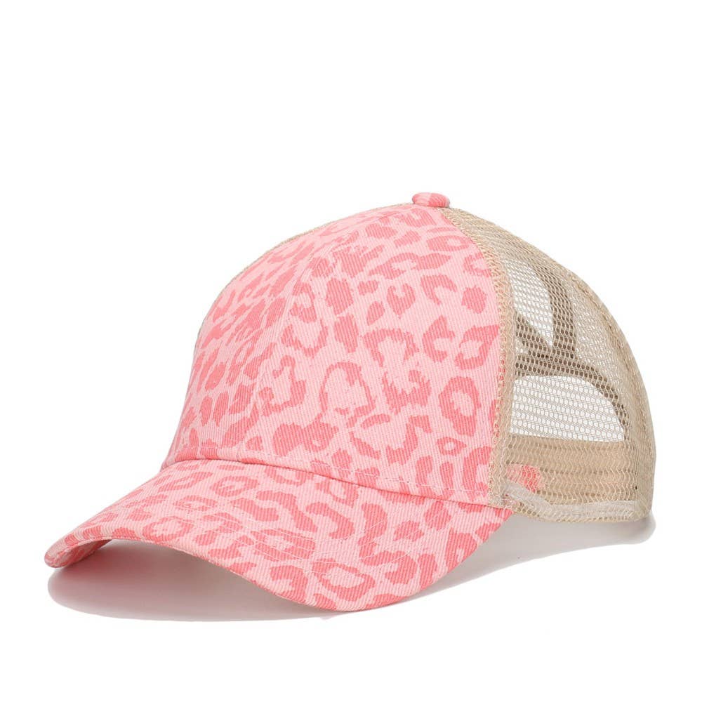JOSSLYN by wall to wall - Wholesale Trucker Hat - Women's - TRUCKER HAT LEOPARD ANIMAL FRONT MESH BACK CAP | 40HW7454