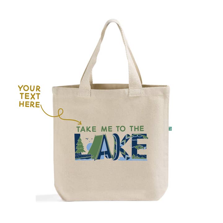 Lake - Local Lettering - Everyday Tote for wholesale by doodles.ink.