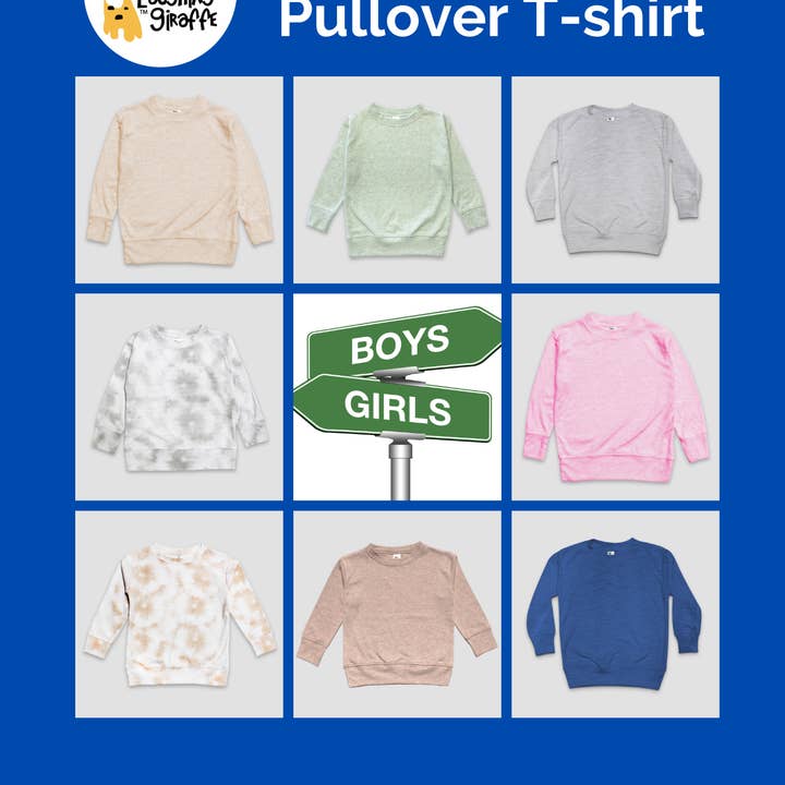 Unisex Kids Toddler Youth Long Sleeve Pullover T-shirt - DIY for wholesale by Laughing Giraffe