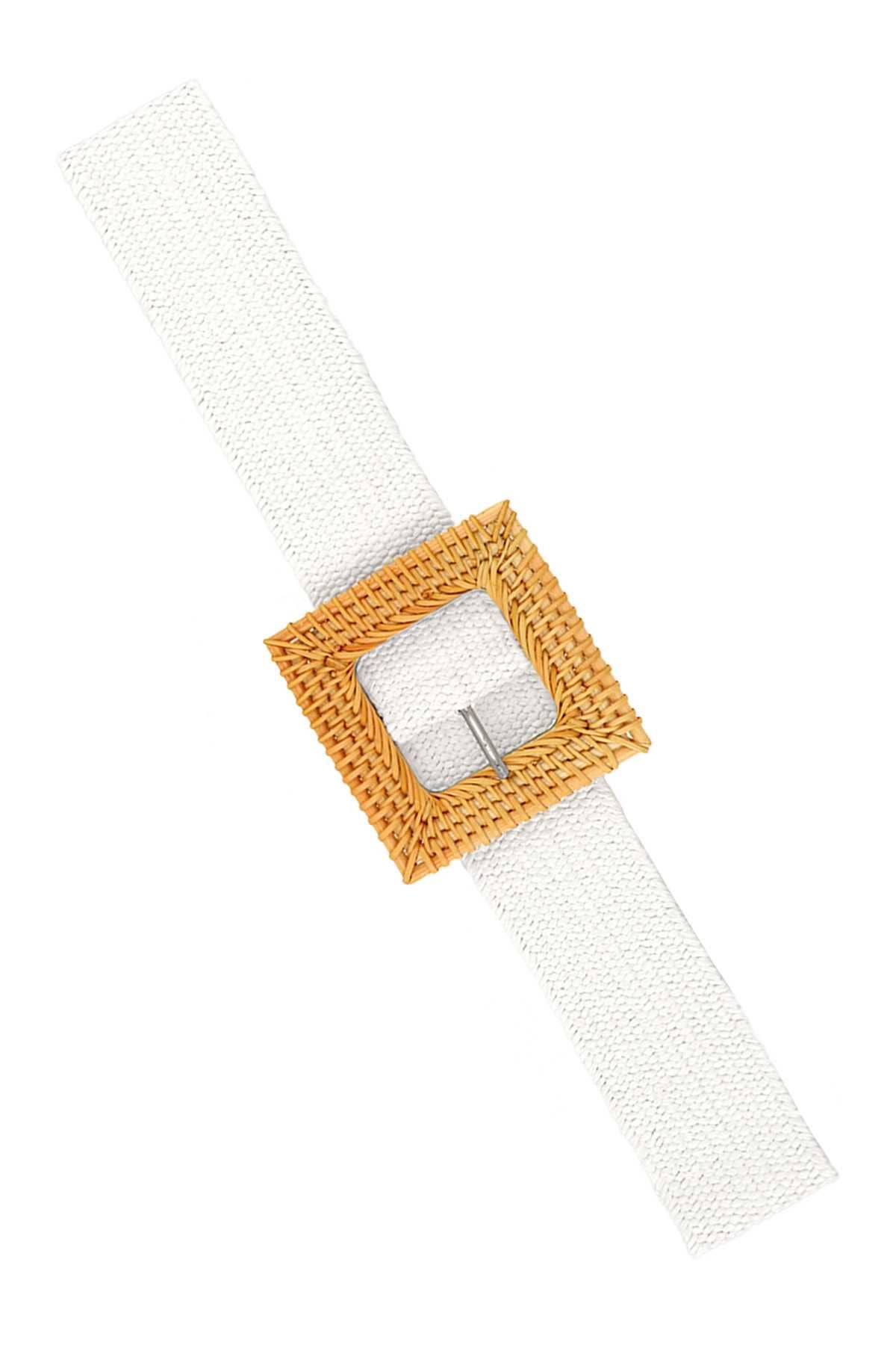 anbfashion - Vendita all'ingrosso Cintura - Donna - CINTURA ELASTICA TESSUTA QUADRATA IN PAGLIA IW3626-22