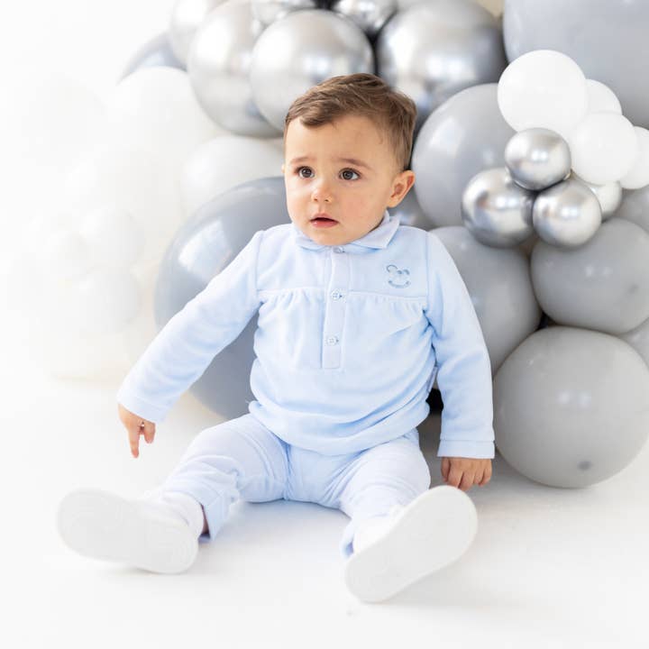 Boys rocking horse velour two piece set (3) for wholesale by Blues Baby