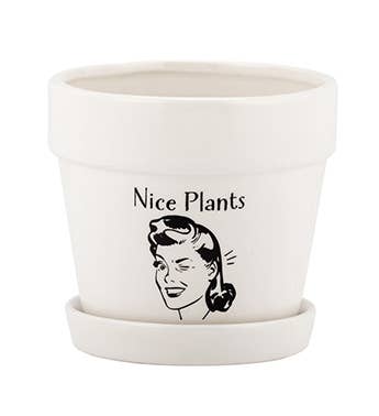Napco - Wholesale Plant Pot - White Planters with Witty Saying Set of 2 Item # 142852