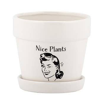 Napco - Wholesale Plant Pot - White Planters with Witty Saying Set of 2 Item # 142852