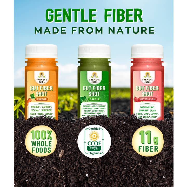 Farmer's Juice - Wholesale Wellness Juice/Tonic - Gut Fiber Shot Blueberry | 24 Shots3