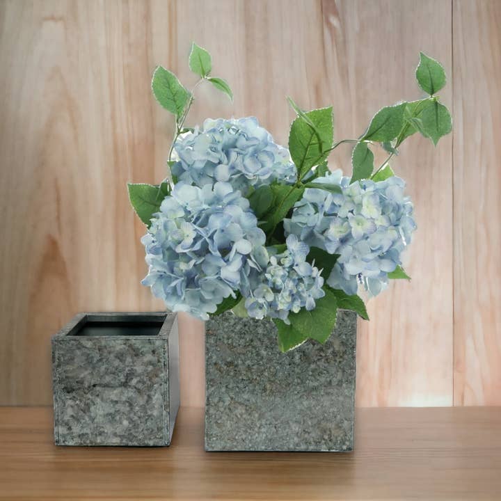 Juego de 2 macetas cuadradas con diseño de granito impreso para venta al por mayor de Wilco Home