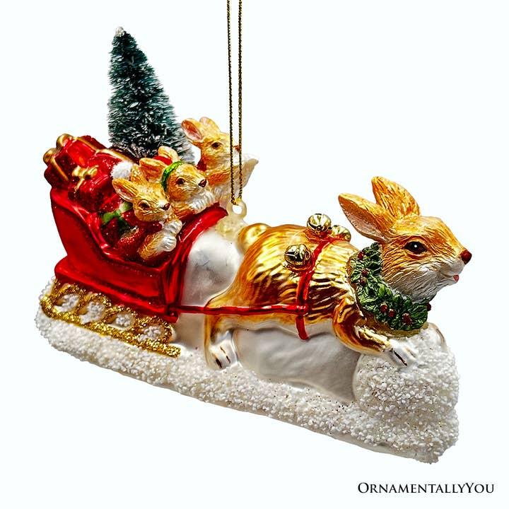 Förtrollande julprydnad av hare och släde för wholesale av OrnamentallyYou