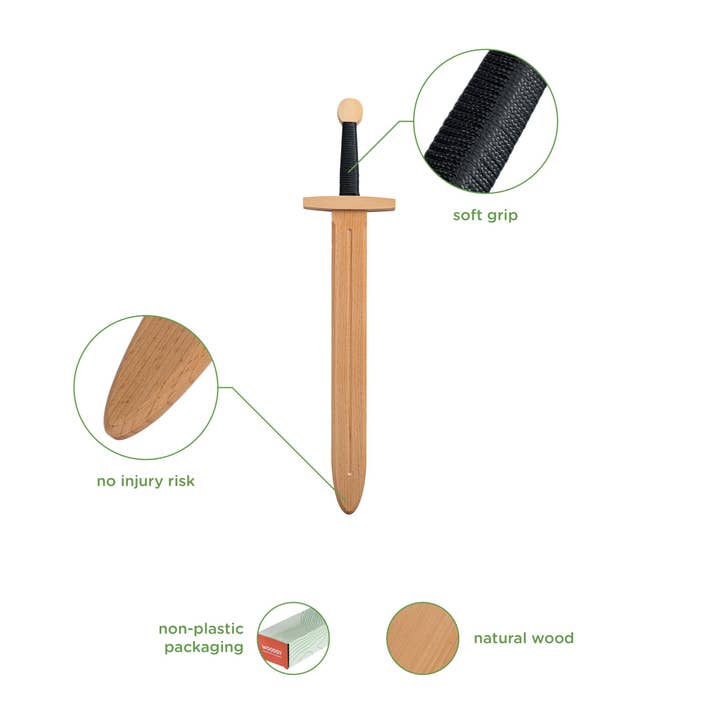 Challenge and Fun, Inc. – wholesale Wood toy – Child – Big Double-Edged w/ Straight Cross Guard and Shield3