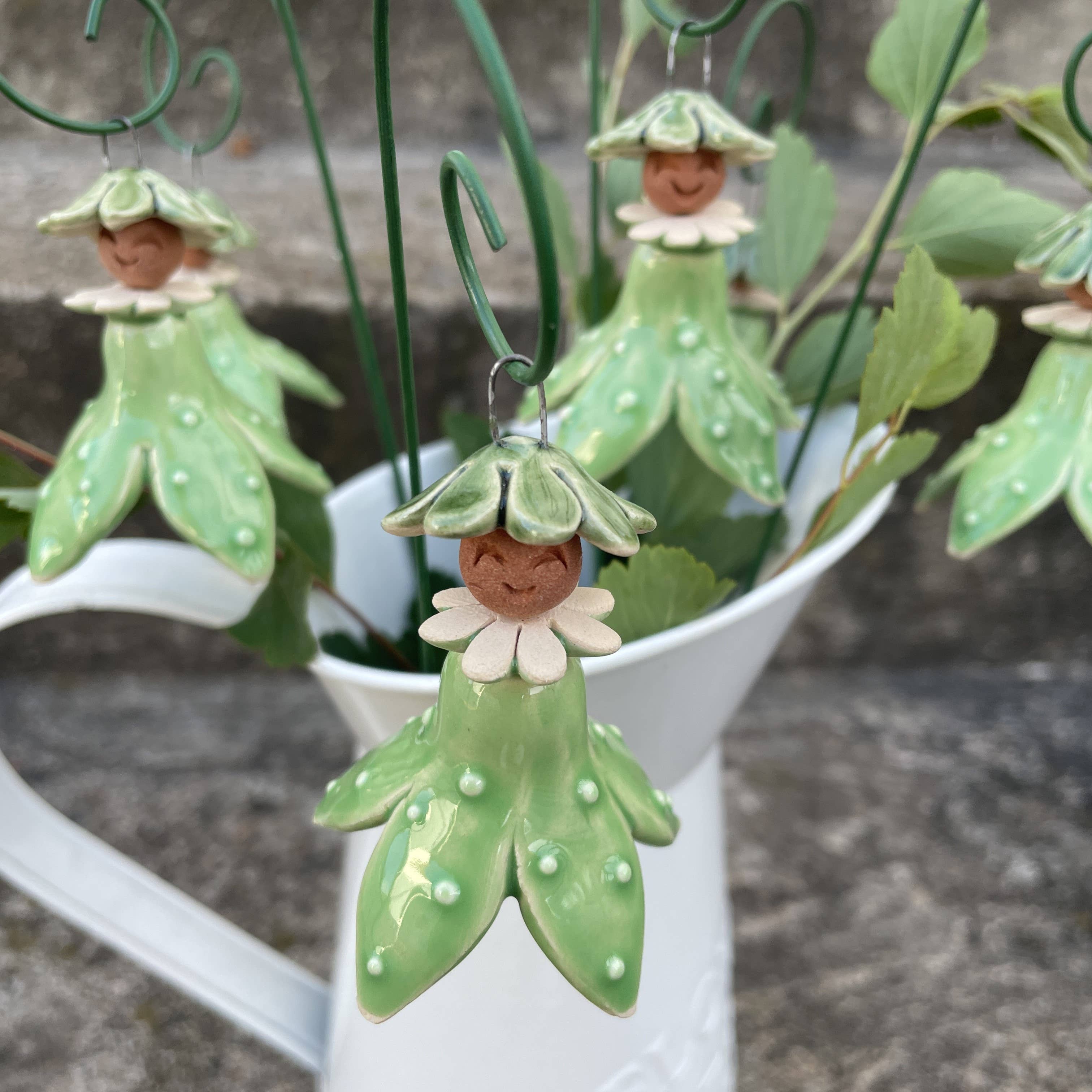 Pannonhem AB. – wholesale Outdoor ornament/decor – Hanging Green Flower Fairy/Large, Ceramic Figures1