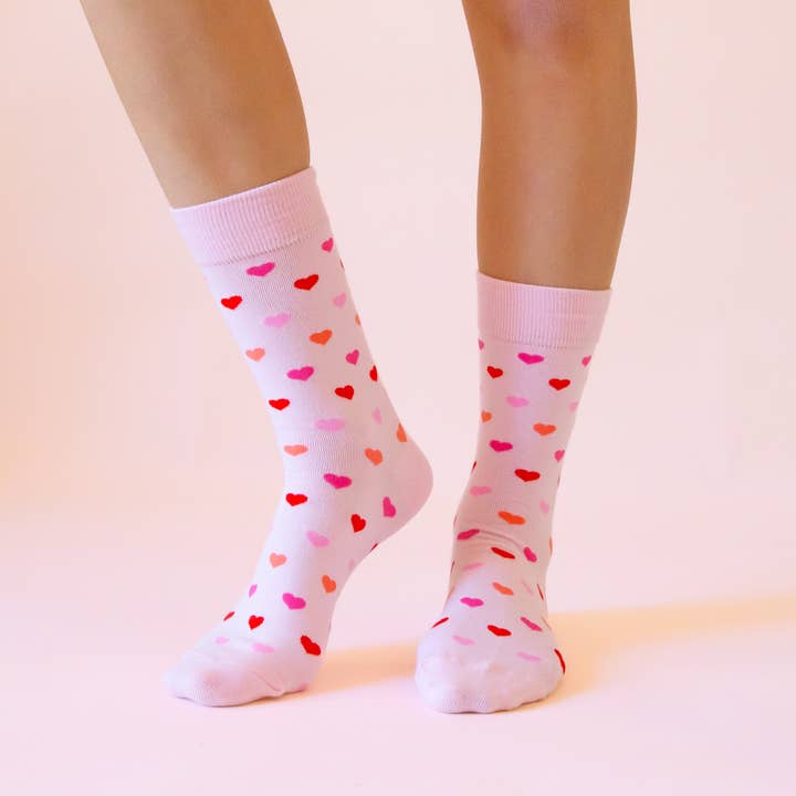 Calcetines de tripulación con corazones para venta al por mayor de Sunshine Studios