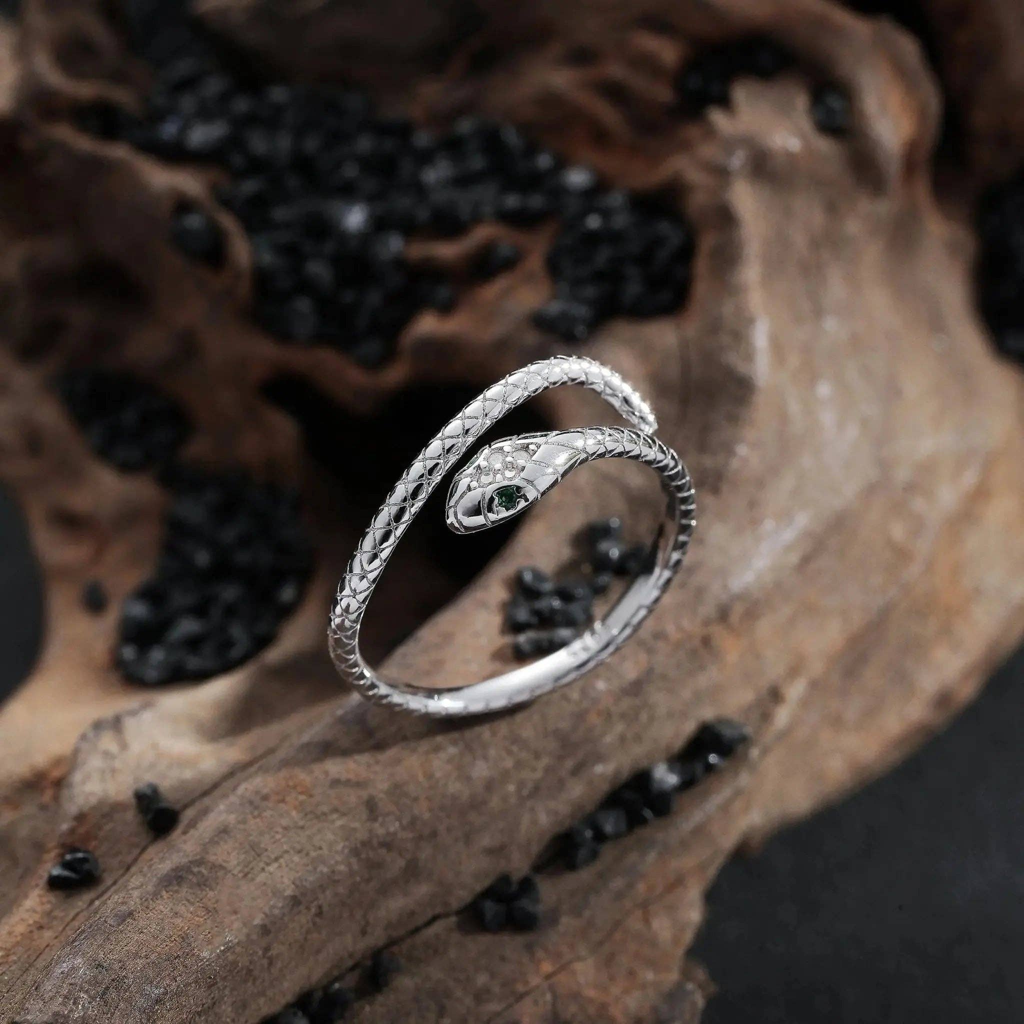 Moclein - Venta al por mayor Anillo de banda/apilable - Anillo Minimalista de Serpiente Plateado5