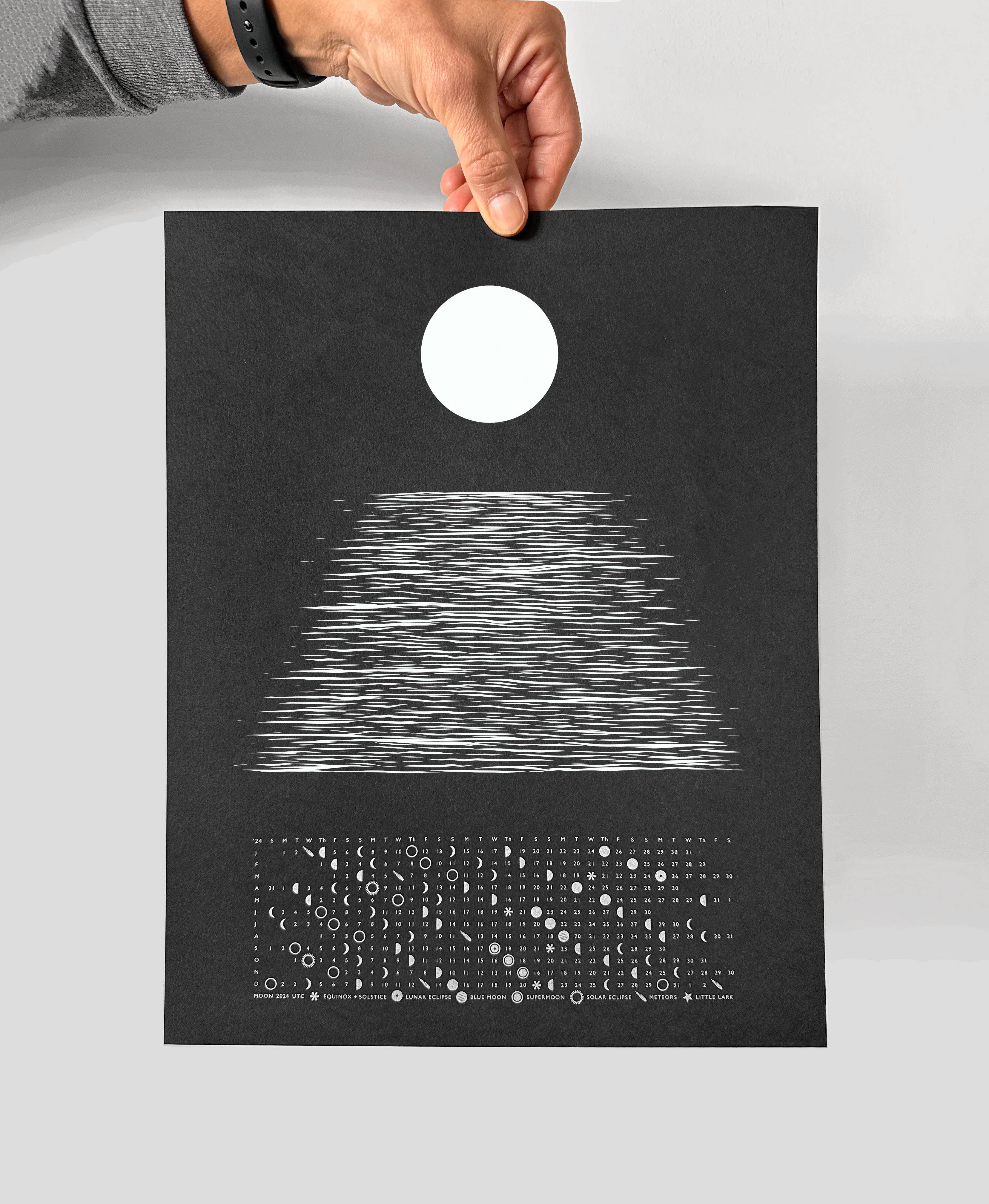 Little Lark - Wholesale Calendar - 2026 Moonlight Moon Calendar, Silver Moon Art Print