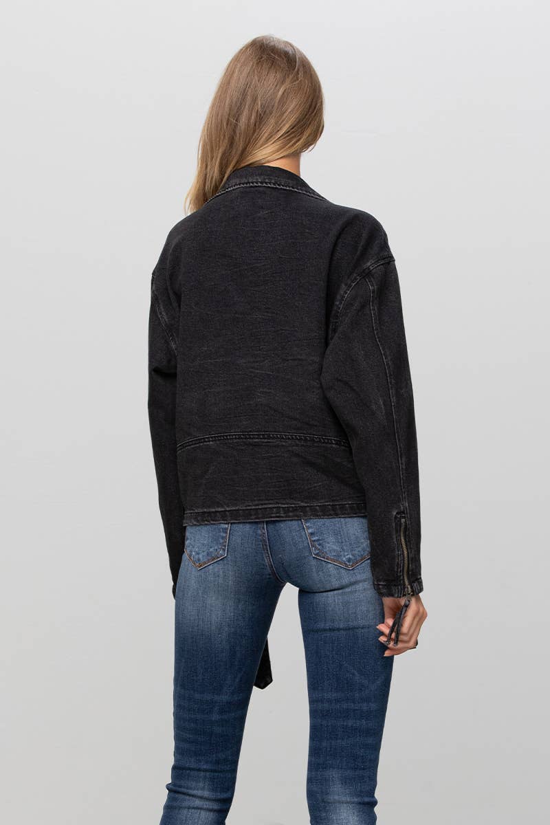 Insane Gene USA - Vente Veste en jean – femme - Veste moto oversize en jean4