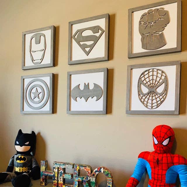 Nail and Hook Laser Cut Home Decor - Wholesale Sign - Superhero Wall Art | 11x11 inch Wood Sign24