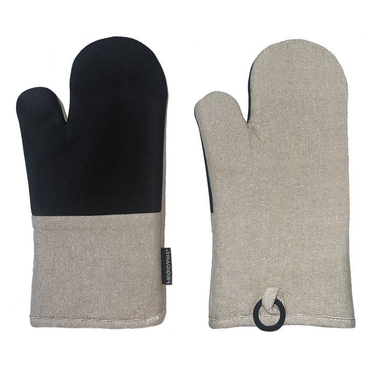Beige Heat Resistant Oven Mitts With Cotton & Neoprene for wholesale by home mart goods