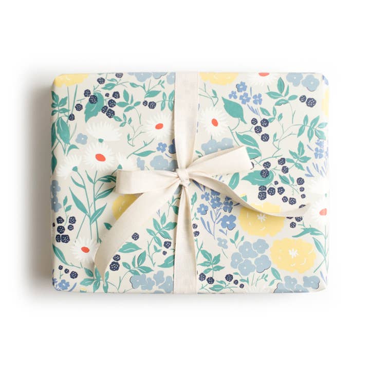 Amy Heitman - Wholesale Flat Wrap - Blackberry Floral Gift Wrap - Single Sheet
