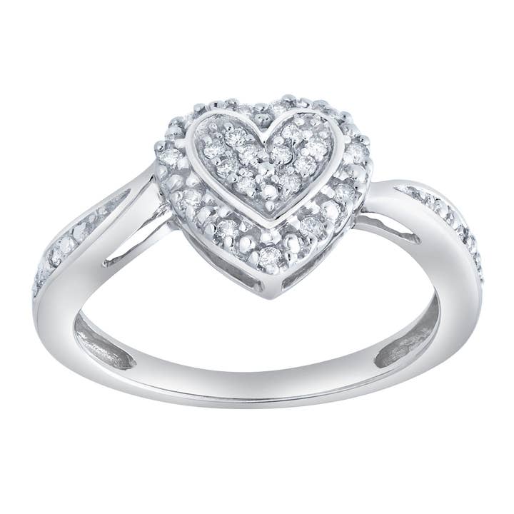 Caressa 0.15 Ct 10K White Gold Diamond Heart Ring for wholesale by LuvMyJewelry (LMJ)