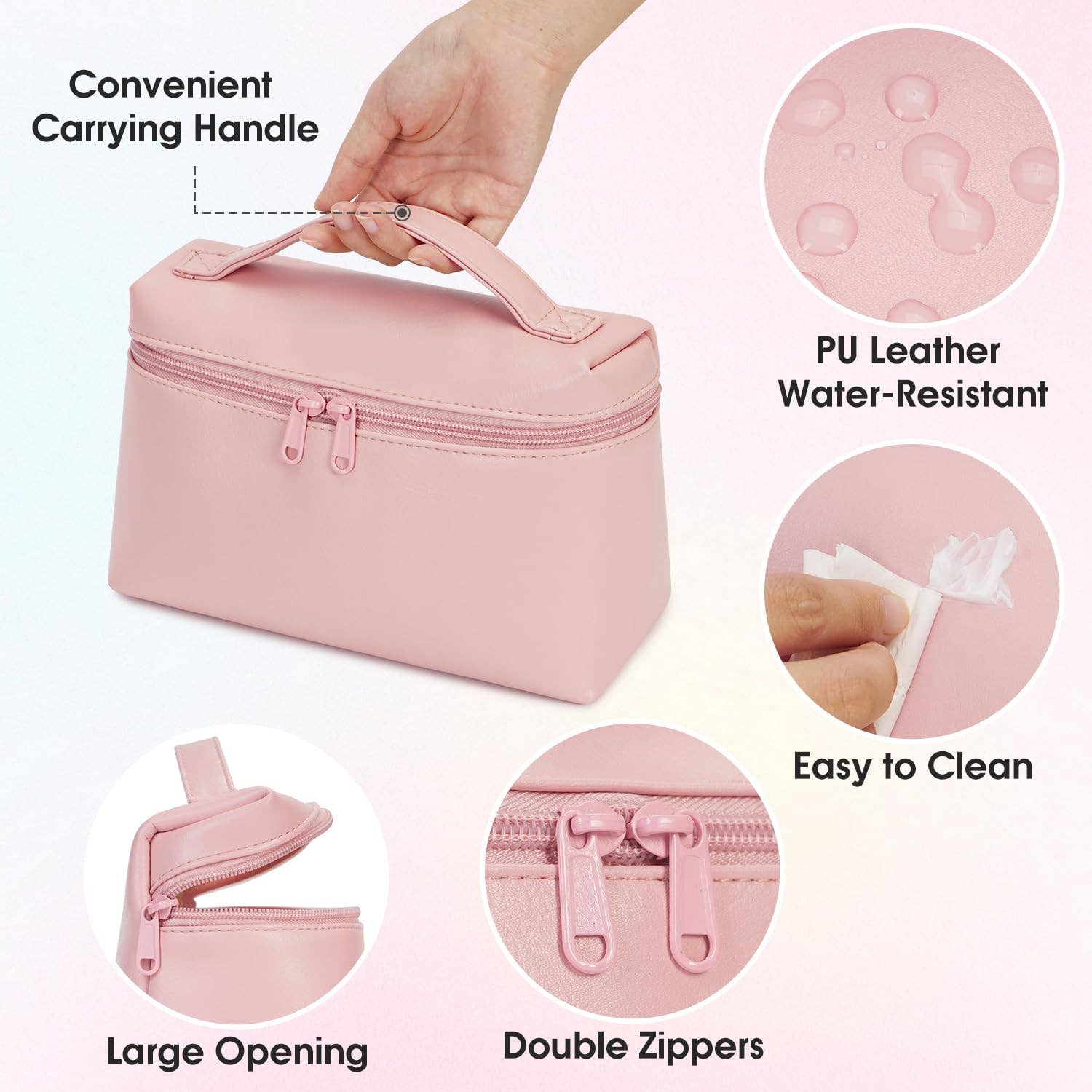 wandf - Wholesale Makeup/Cosmetic Bag - Makeup Cosmetic Bag Eco Vegan Leather With Built-in Pocket18