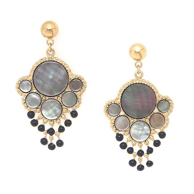 LAURYNE brincos de pressão discos de madrepérola pretos por atacado de Franck Herval