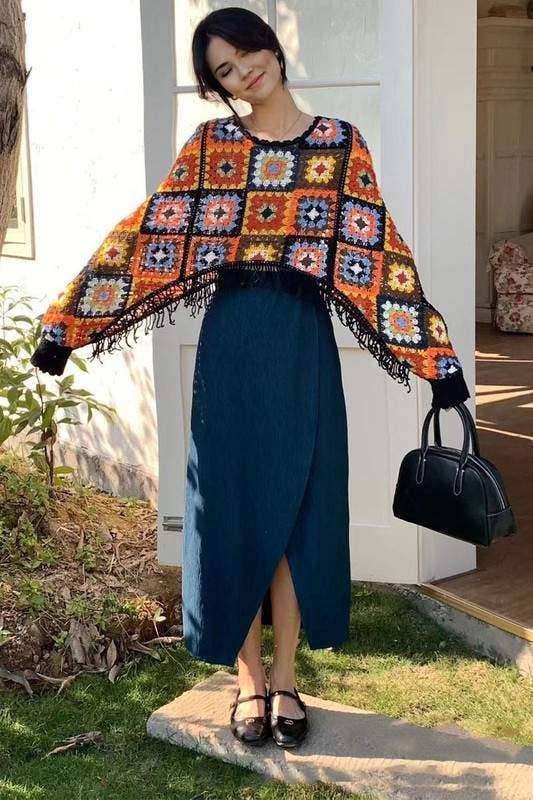 Flarix - Wholesale Poncho - Dames - gehaakte poncho-top7