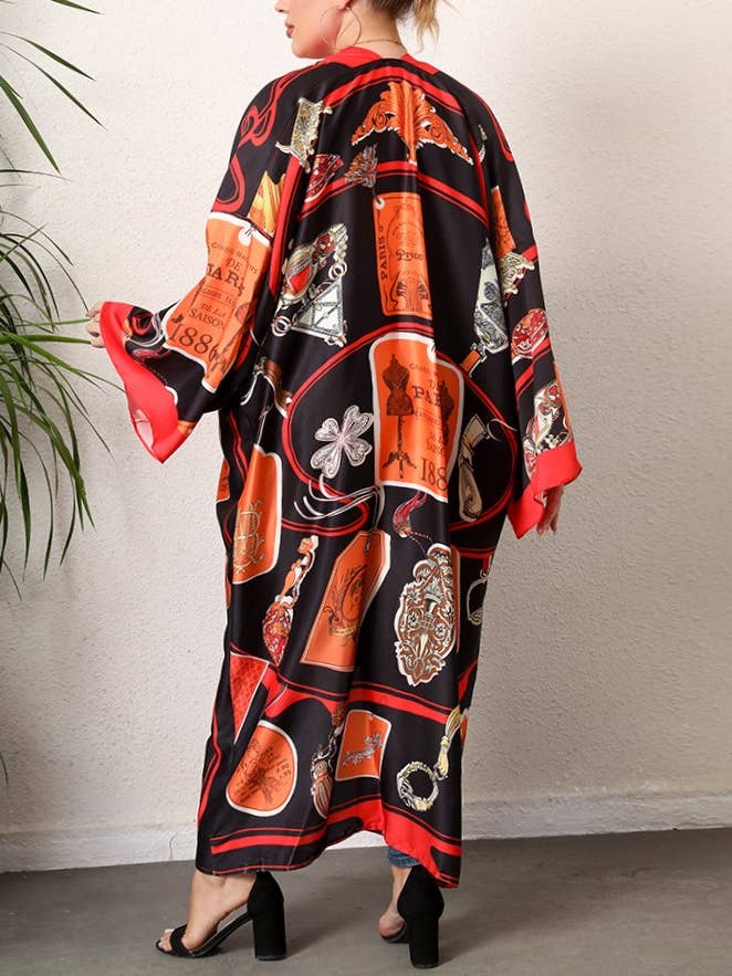 Rosa Clothing - Wholesale Kimono - Women's - Satin Ethnic Style Printed Kimono Cardigan 22 Colors24