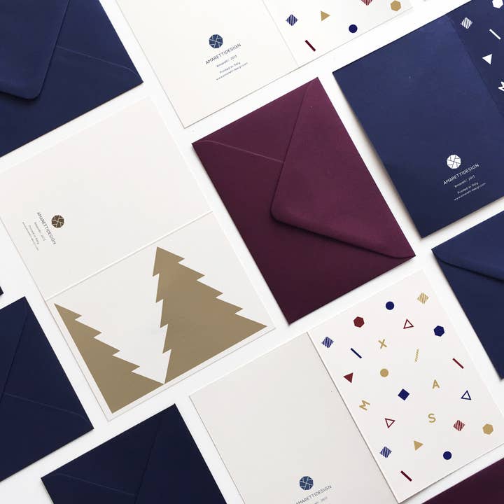 Amaretti Design - Vendita all'ingrosso Biglietti di auguri di Natale - Biglietto natalizio con coriandoli, bianco