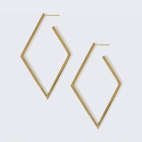 Gold Stainless Steel Diamond Geometric Hoop Earrings - Jewelry for wholesale by Admiral Row Jewelry