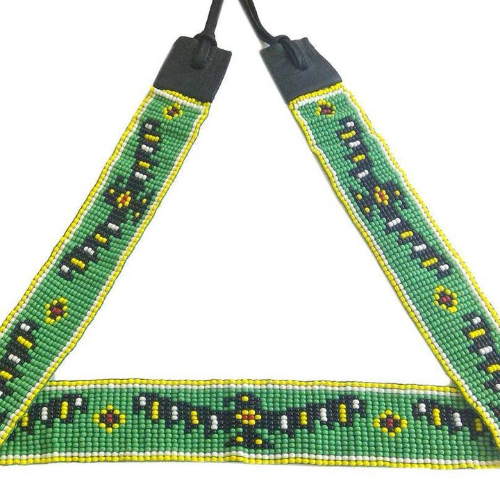 Handmade Beaded Native Style Green Black Eagle Cowboy Hatband for wholesale by BEADS CORNER