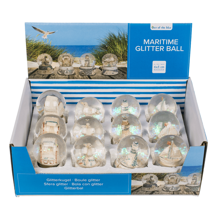 Out of the blue KG - Vente Décorations de table - Balle pailletée en polyrésine, maritime,1