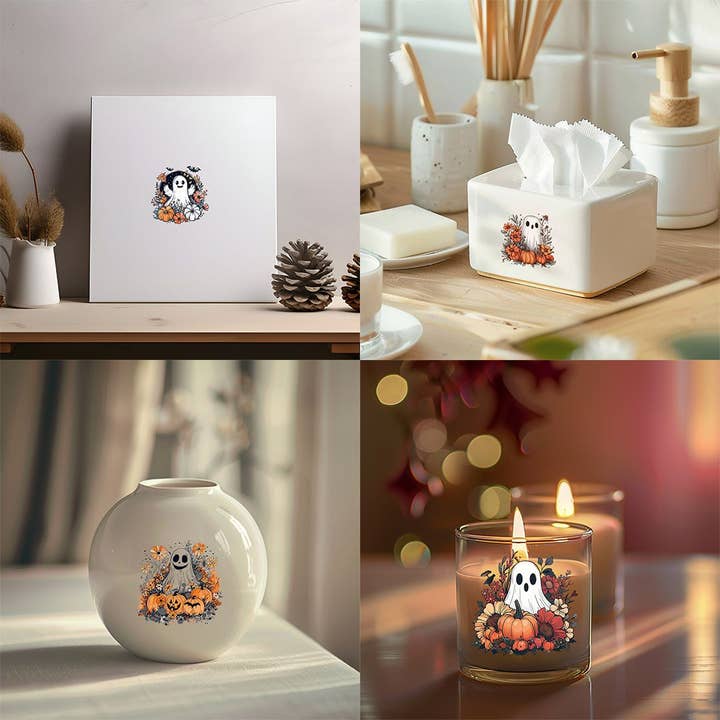 Candles Meta - Vendita all'ingrosso Adesivo - Adesivi in vinile trasferibili fai da te per Halloween, simpatici fantasmi