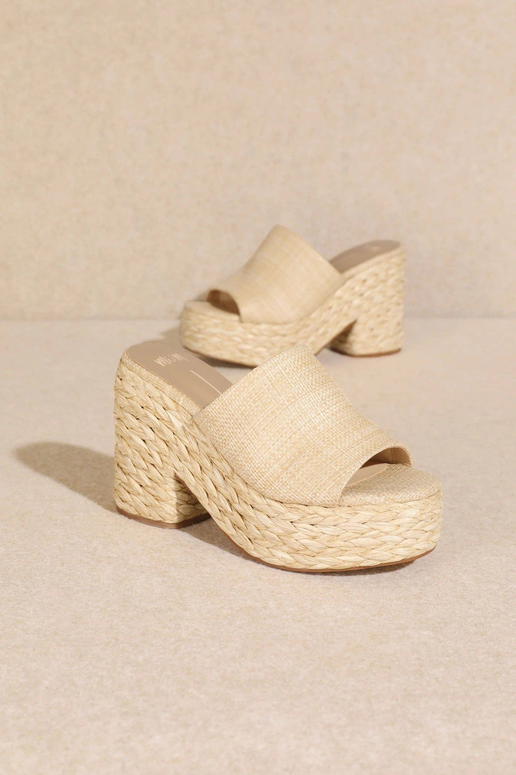 Mars Sky Shoes Wholesale - Wholesale Platform Heels - Women's - Miim ASHLYN Women Raffia Braided Chunky Platform Sandals-12 Pairs Pack-43.95/Pair10