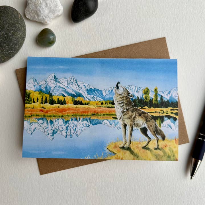 Appel de la Meute - Carte de Vœux du Parc National de Grand Teton pour la vente par Sage Leaf Studio