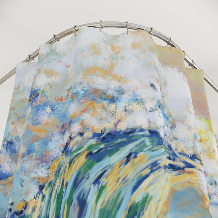 Blue Cava - Wholesale Shower Curtain - Ocean Wave Shower Curtain – Colorful Coastal Bathroom Decor1
