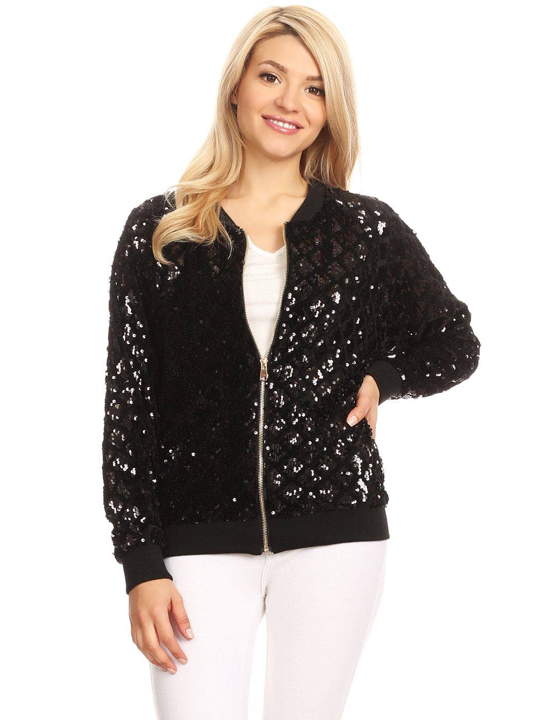 Anna Kaci Wholesale - Vente Bombers – femme - Blouson aviateur zippé à sequins19