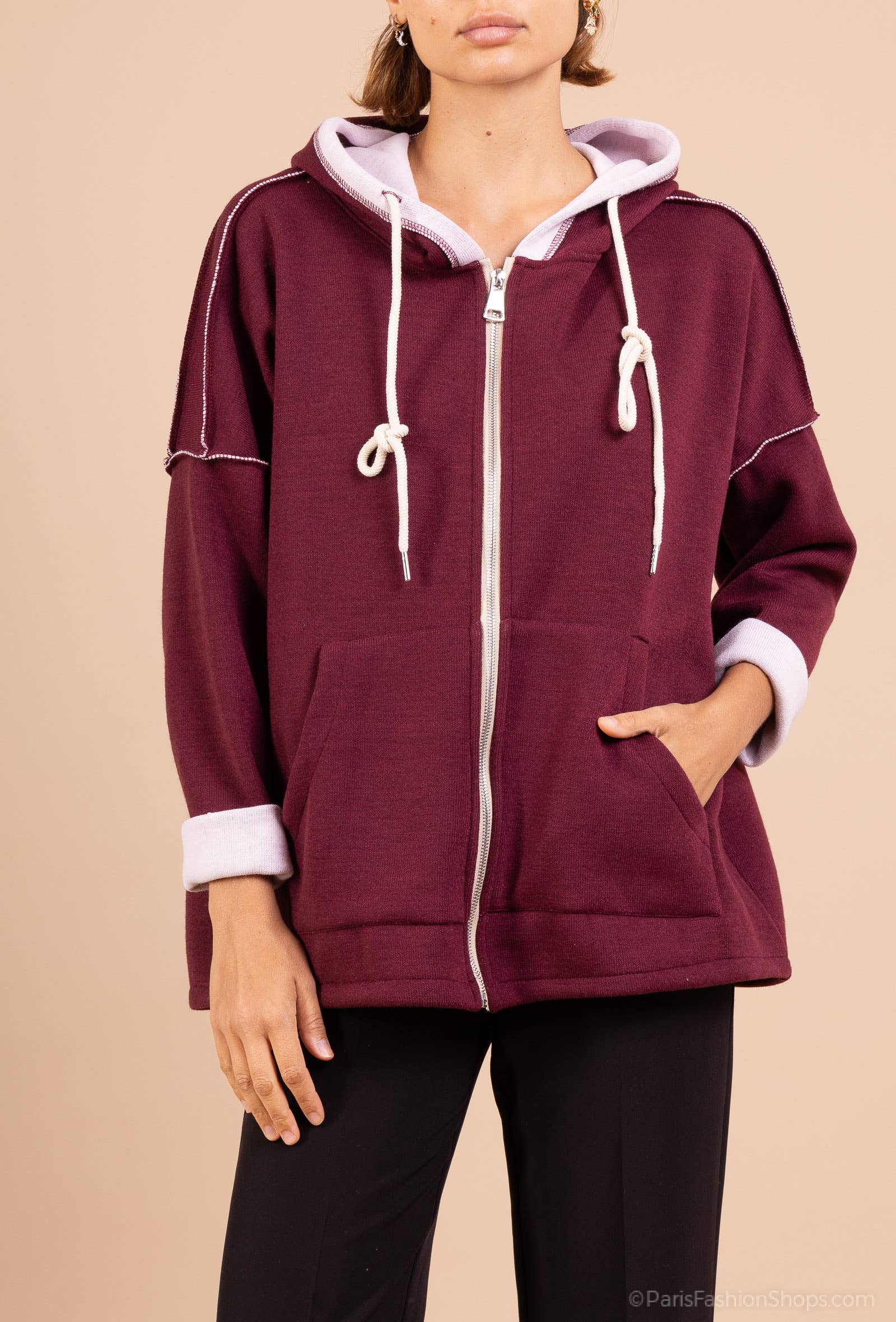 Mimi & Gogo - Wholesale Hoodie - Dames - Ritsvest Met Capuchon @7463_GiZipEpais14