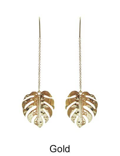 TheTizana - Wholesale Dangle Earrings - Monstera Earrings Tropical Plant Leaf - Long Drop0