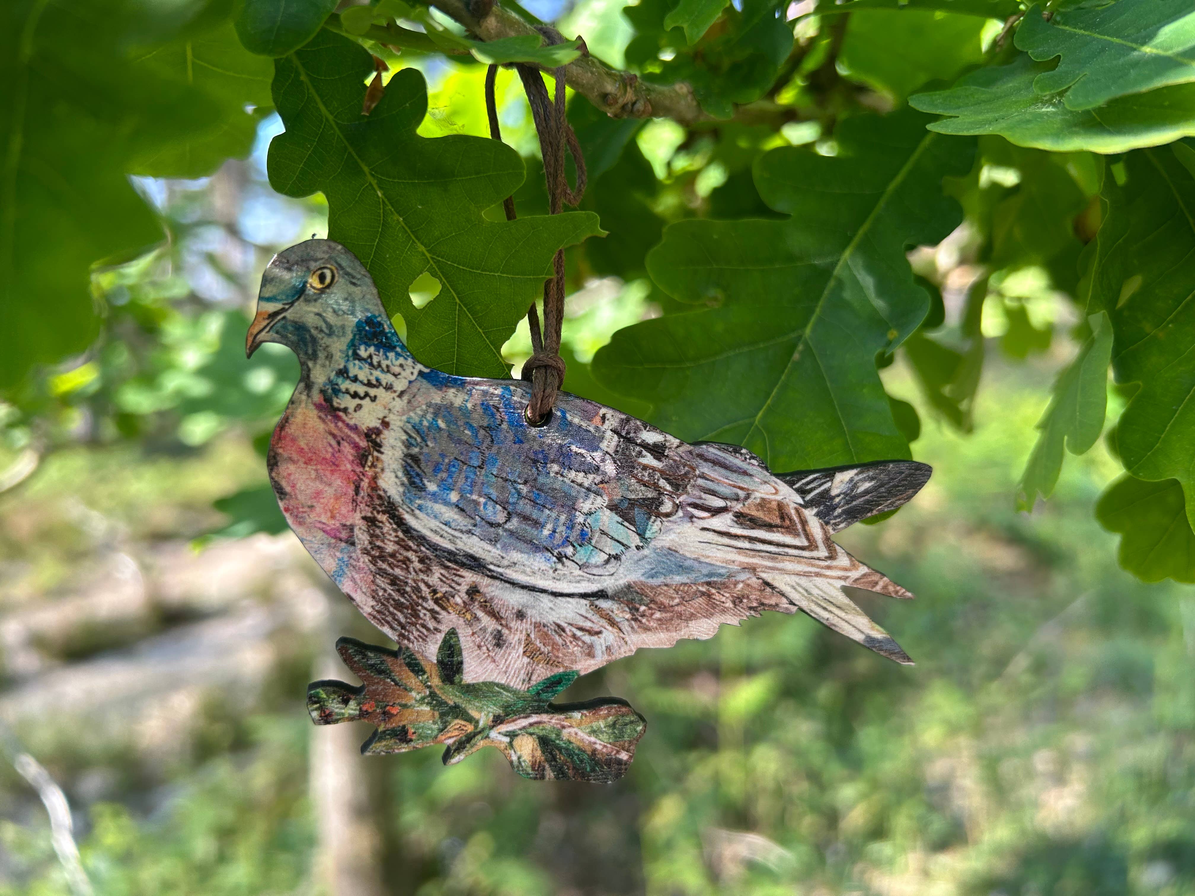 Clare O’Neill Artworks - Wholesale Ornament - Mr Wood Pigeon birch plywood decoration