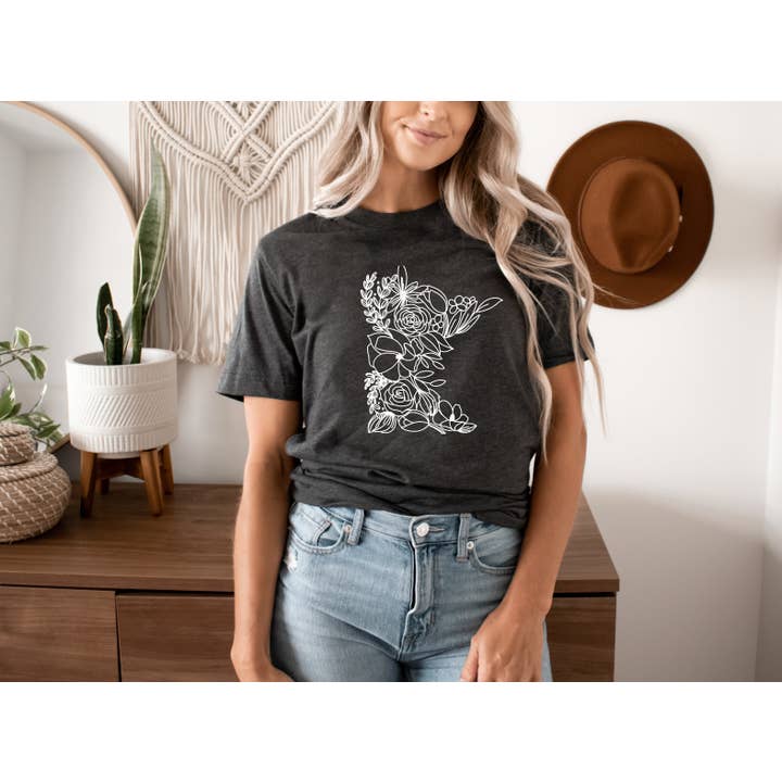 Autumn Rose Co. - Wholesale Screen Printed T-Shirt - Women's - Minnesota Floral Tee, Minnesota Graphic Shirt, MN Tees6