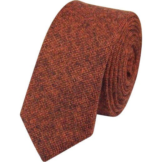 Charlie Burnt Orange Skinny Wool Tie for wholesale by Dickie Bow