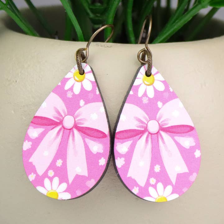 Coquette Pink Bow Earrings for wholesale by Jo & Co