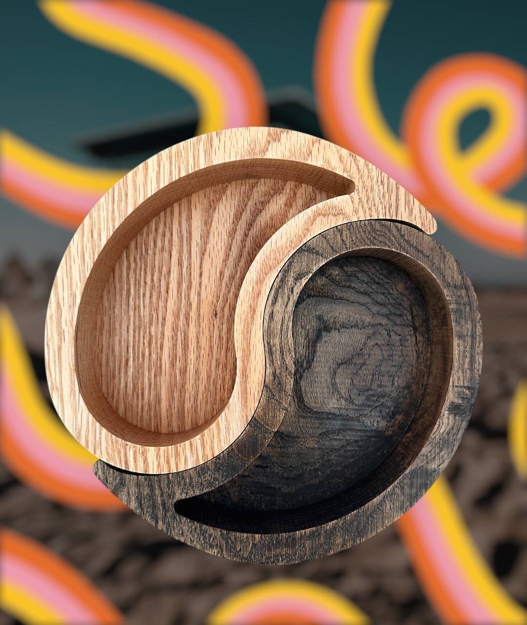 Third Eye Creation Company - Venta al por mayor Candelabros - Juego de porta velas Yin Yang listo para vela, cuenco de madera para vela4