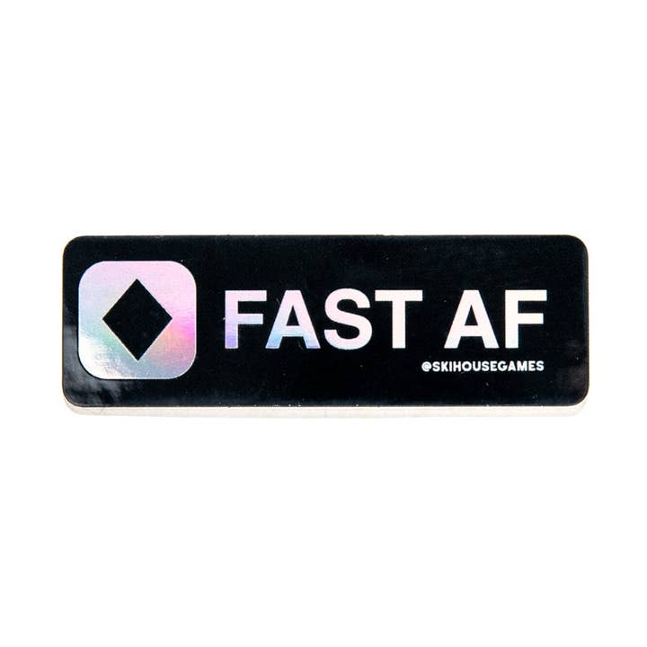 Fast AF Holographic Ski Sticker for wholesale by Ski House Games