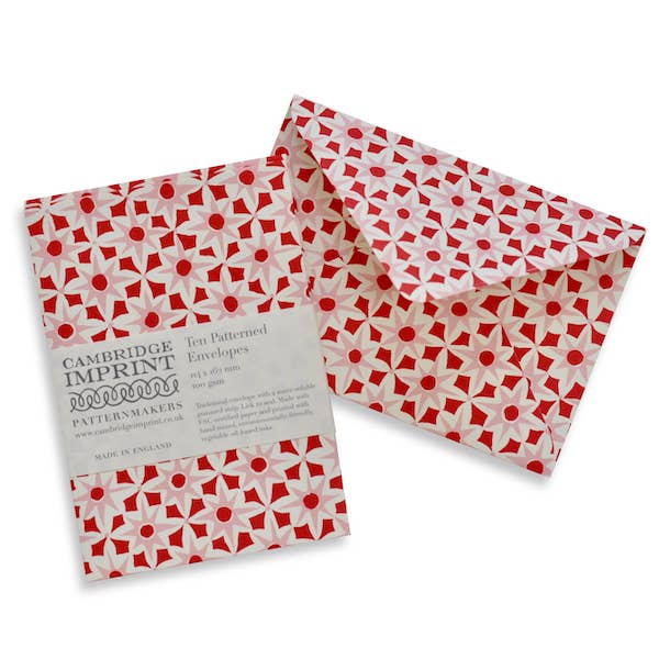 Cambridge Imprint - Wholesale Envelopes - Packet of Ten Patterned Envelopes Alhambra red/pink1