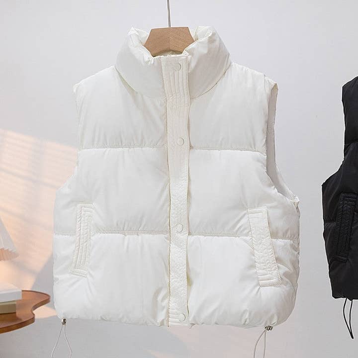 UZ Wholesale Store – Colete - Mulher por atacado – Colete de algodão curto versátil de cor sólida3