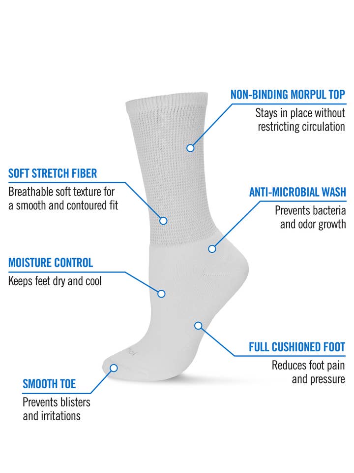 Navy Gray 2 Pair Diabetic Antimicrobial Full Cushion Crew Sock for wholesale on Faire2