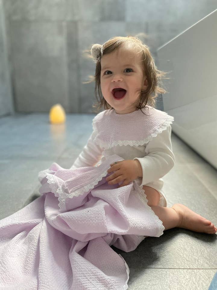 Lila Bib Luxury Organic Cotton Baby Bib with French Lace for wholesale by OÛCOLLIE