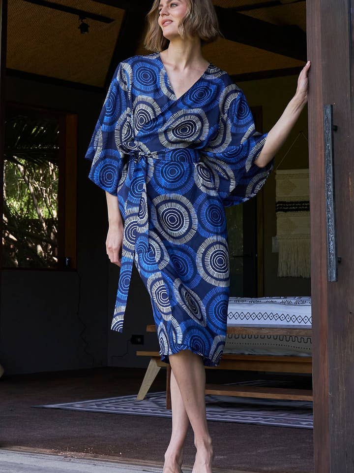 ocean+main - Wholesale Kimono - Women's - Malaysia Collection: Matahari Print Long Silk Belted Duster2