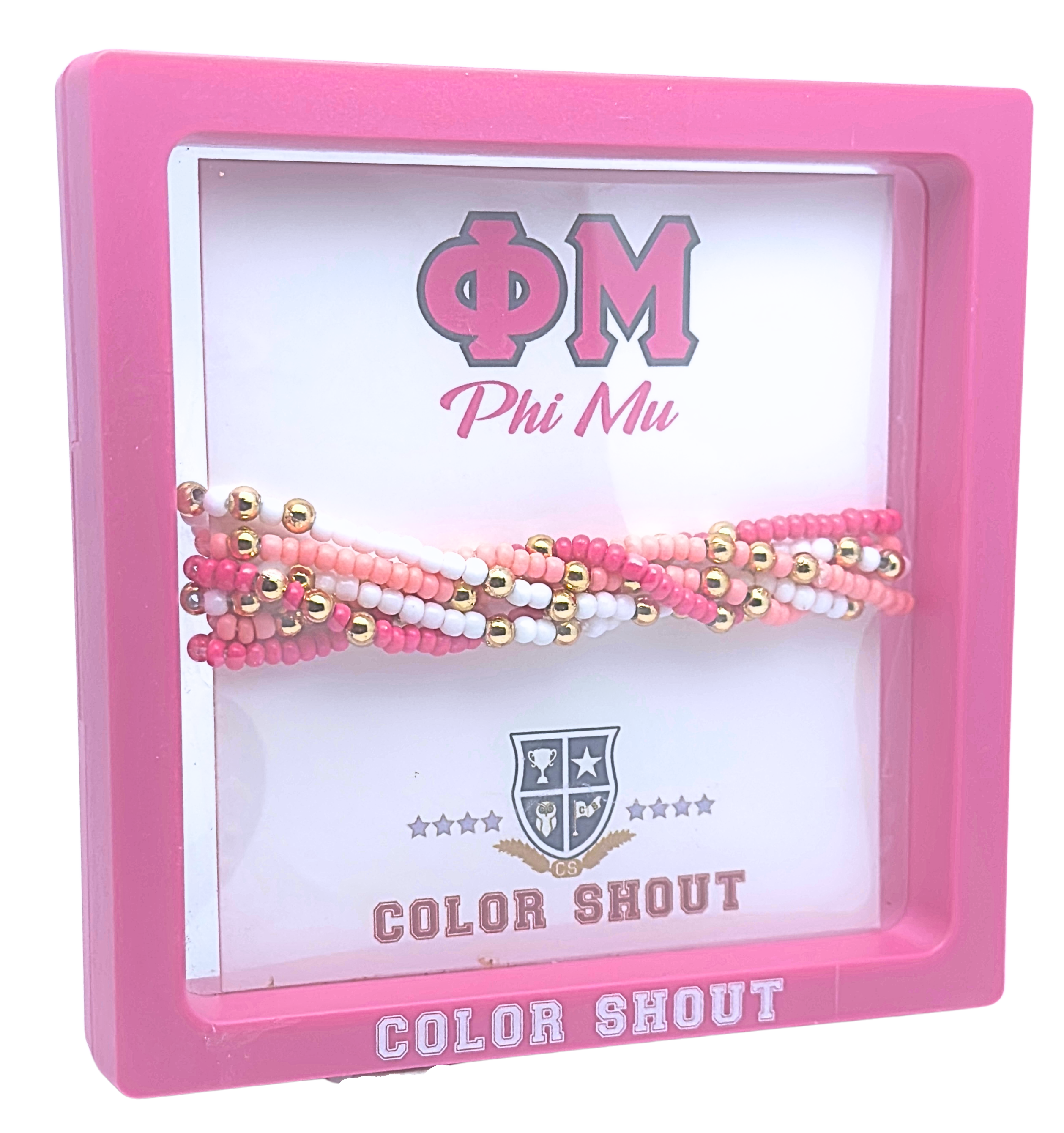 Color Shout – wholesale Smycken – B201 - PM-Phi Mu Färger Stapel: Set med 6 Pärlade Stretcharmband3